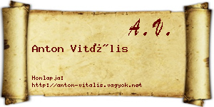 Anton Vitális névjegykártya